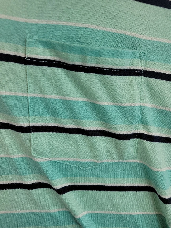 Sun River Lightweight Soft Cotton Green Striped Polo Golf Shirt Mens Large - Image 4 of 4