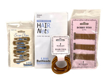 Capezio Hair Nets, Ties, Bobby Pins, Clips - Dance Recital Lot, Lt. Brown Auburn