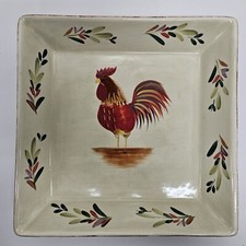 HOME Rooster Square Serving Rustic Country Core Farmhouse Decor Plate 11" READ