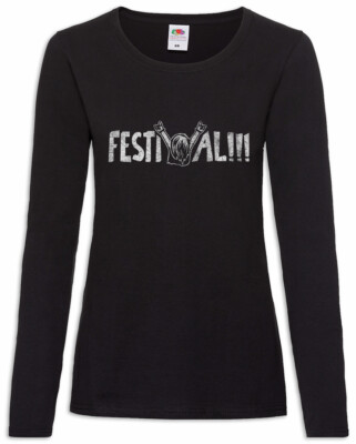 Festival Damen Langarm T-Shirt Band Punk Heavy Metal Hard Rock Guitarist