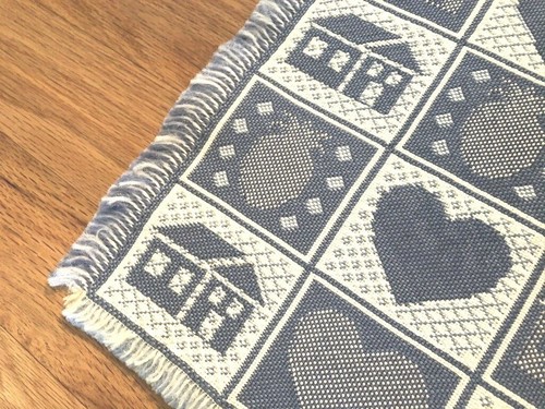 Tappetini da tavolo, blu con cuori e case, nuovi, un set di 4, 13 x 19 - Foto 5 di 5