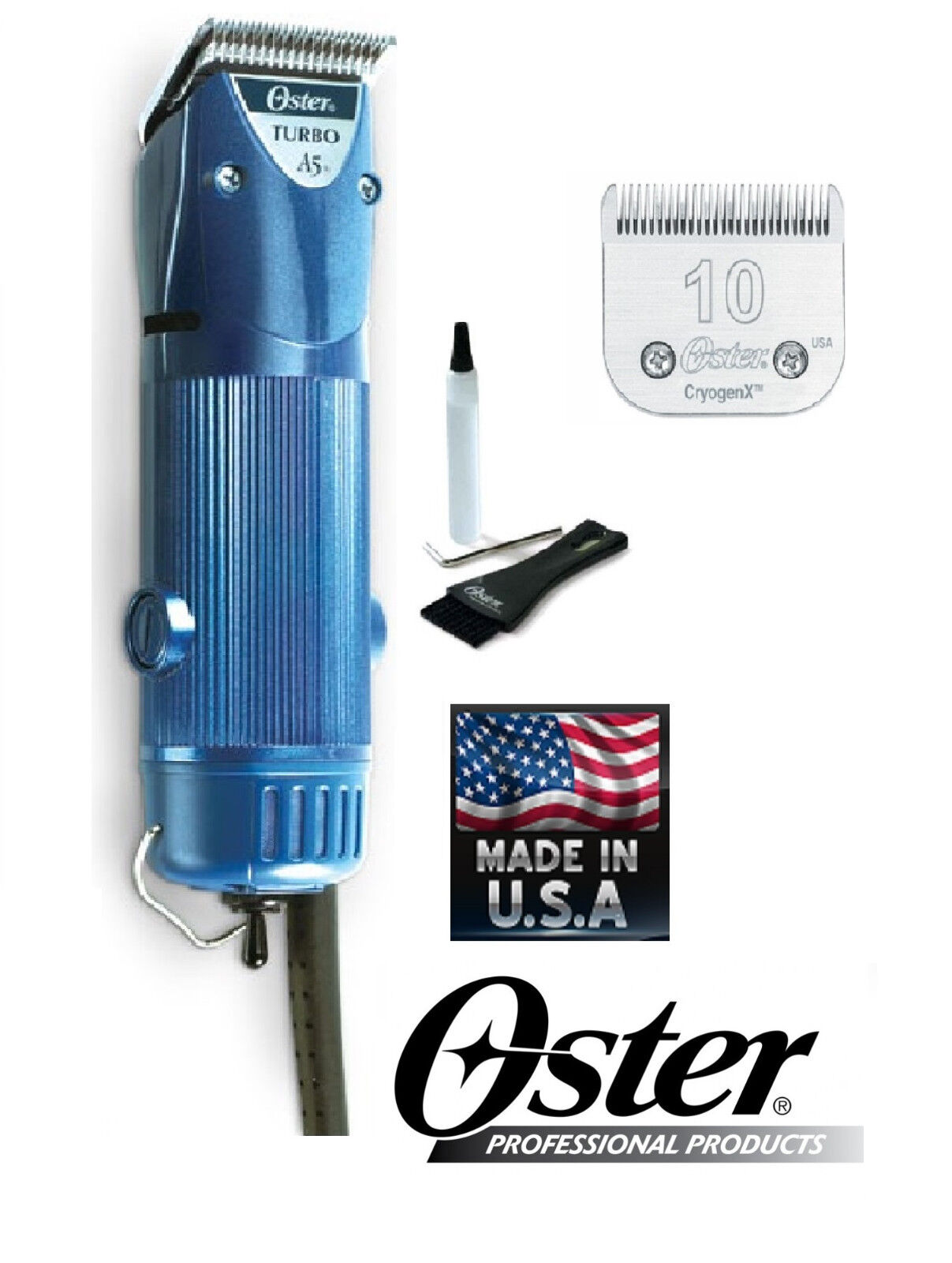 Oster A5 TURBO 2 Speed HEAVY DUTY Clipper Cryogen X 10 Blade Dog