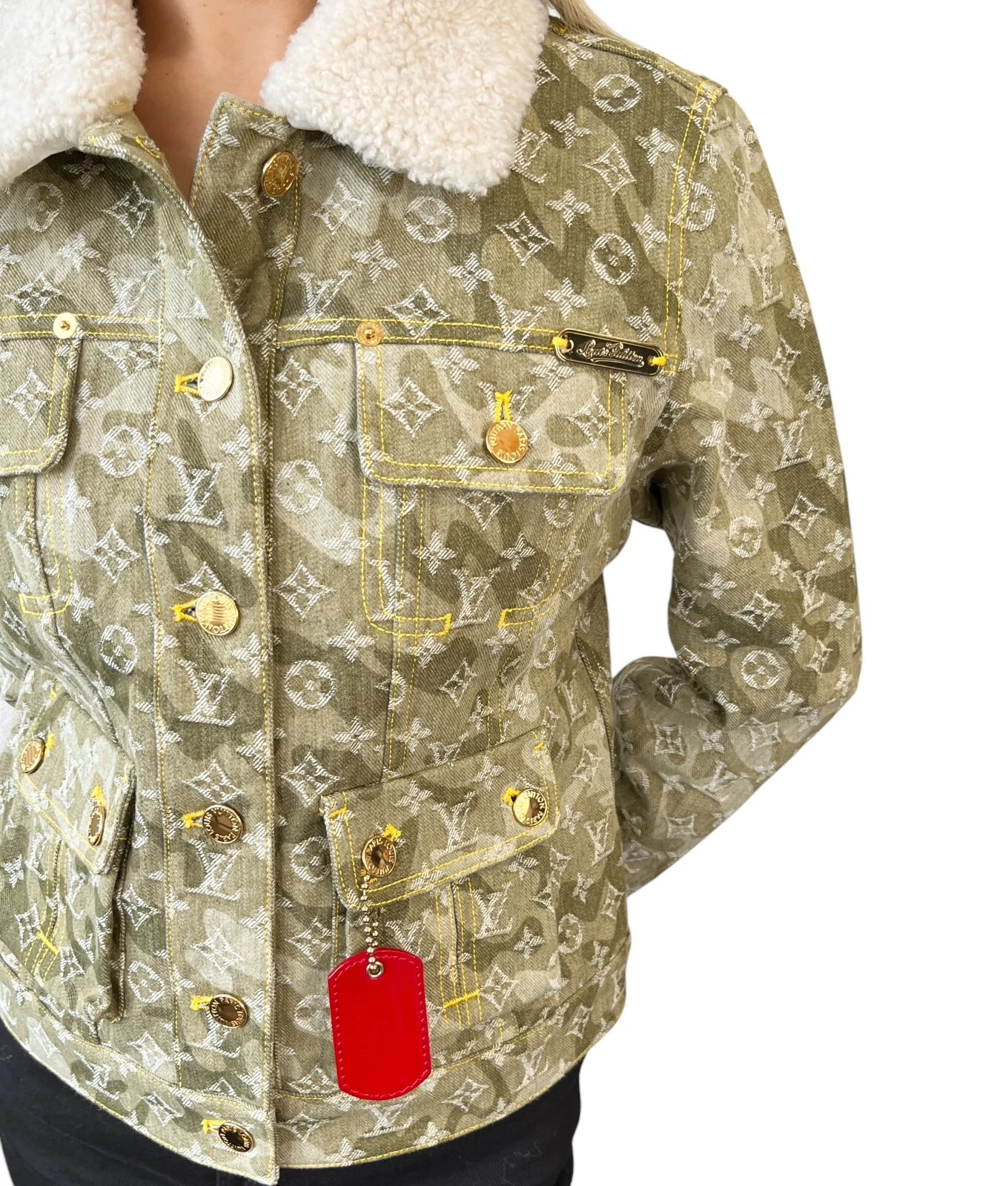 LOUIS VUITTON（LV） Giacca denim LOUIS VUITTON vintage monogramma logo LV #40 cotone verde mimetico