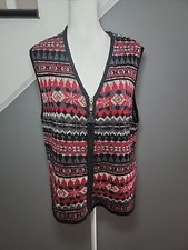 Portraits By Northern Isles Holiday Vest Size Large Ramie/Cotton Blend Full Zip