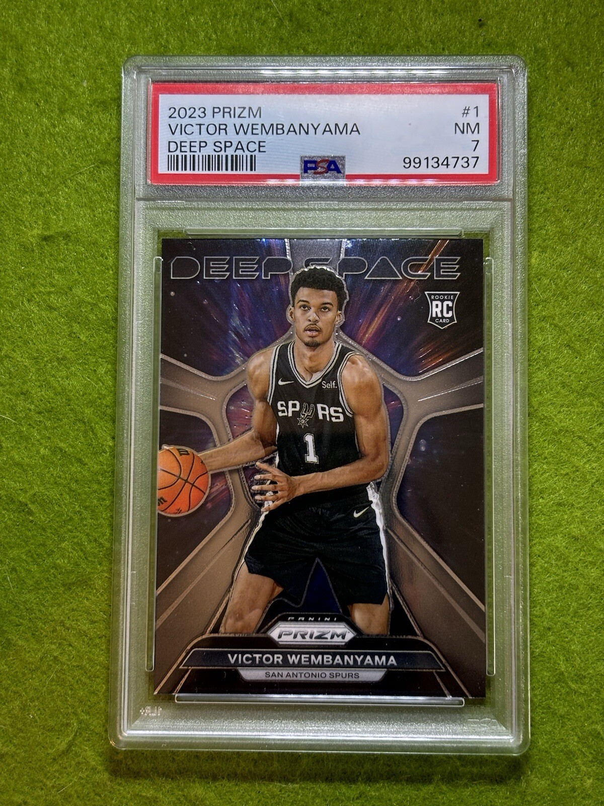 Victor Wembanyama PRIZM ROOKIE CARD  2023 Panini Prizm RC DEEP SPACE PSA 7 SPURS view 5