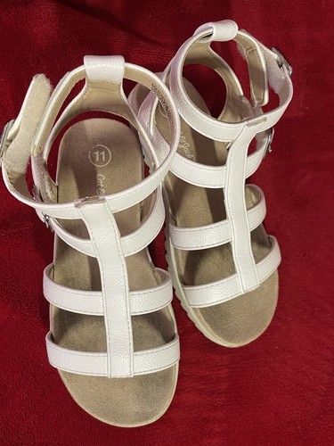Cat & Jack Girl's Hoop & Loop Closure Open Toe White Gladiator Sandals Size: 11 - Picture 9 of 12