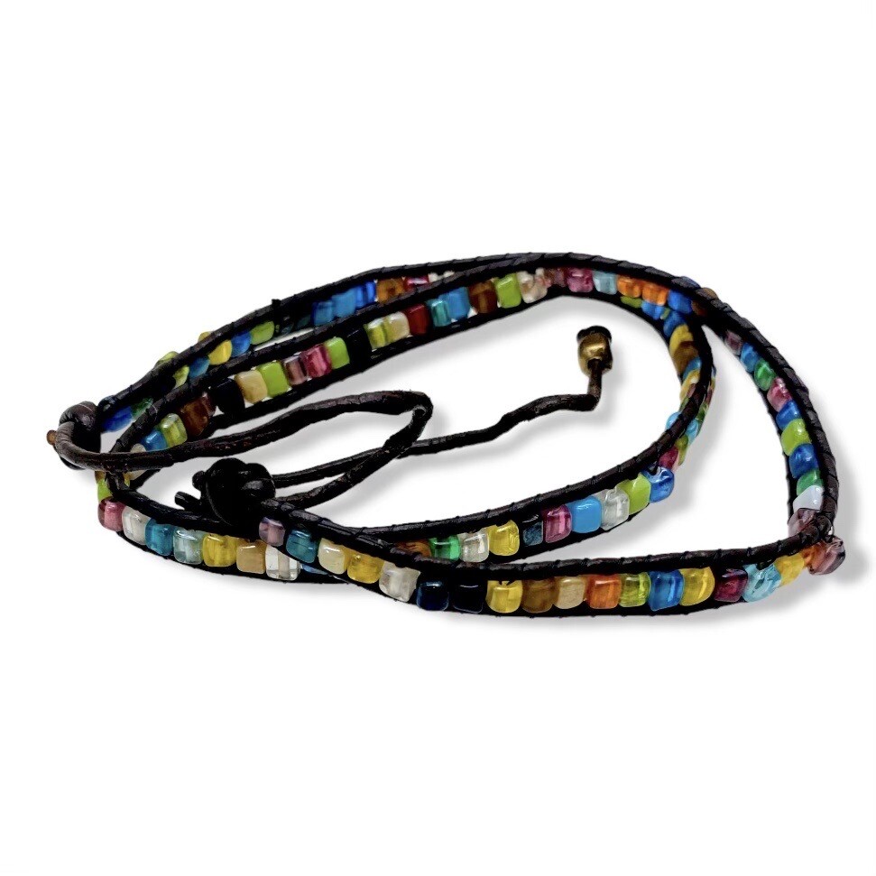 Wrap Bracelet Java Beaded Recycled Sea Glass Bead… - image 6