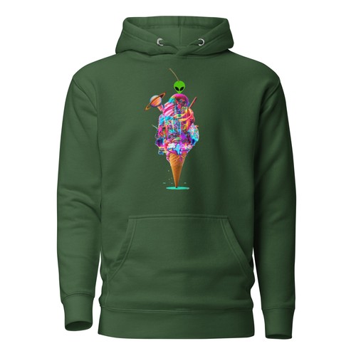 Trippy Ice Cream Glitch Graphic Art Hoodie (Unisex) - Psychedelic streetwear - Picture 18 of 23