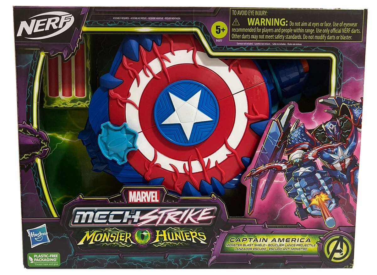 Marvel - avengers - nerf - marvel - lance flechettes mech strike captain  america, figurines