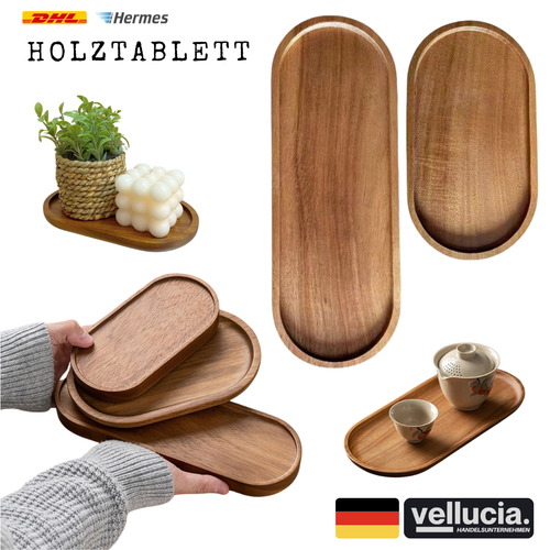 Japan-Stil Holztablett ✨ OVAL Massivholz Servierplatte Matcha Deko Schale NEU - 第 1/8 張圖片