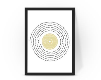 Individueller Vinyl Text Musik Druck, erstes Tanzlied, personalisierte Schallplatte Kunst,