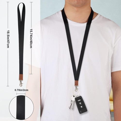 Luxurious Black Keychain Lanyard with Leather Detail for Stylish Men and Women - Picture 9 of 9