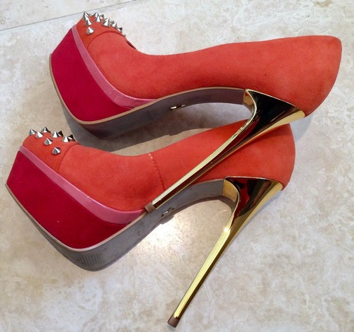 KG Kurt Geiger Orange Suede High Heels 