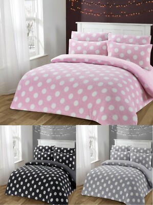 Teddy Fleece Tupfen Bettdecke Steppdecke Bezug Kuschelig Warm Bettwäsche Set mit Kissenbezug