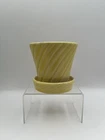McCoy Pottery Planter W Saucer Vintage Flower Pot Yellow Swirl USA