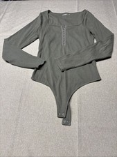 Abercrombie  Fitch Soft Rib Fitted Body Suit Green Women  s M