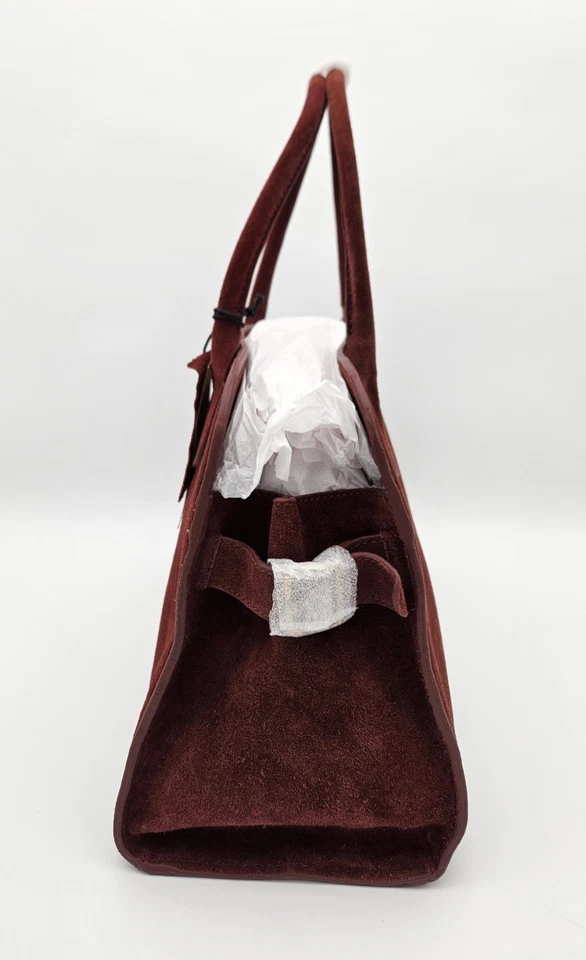 Bolso de Bowling Margot New York Borgoña Gamuza Cuero Doble Asa Superior Nuevo con Etiquetas Foto 4 de 4
