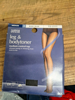Marks & Spencer Medium Nearly Black 15 Denier Leg & Bodytoner Control Top Tights
