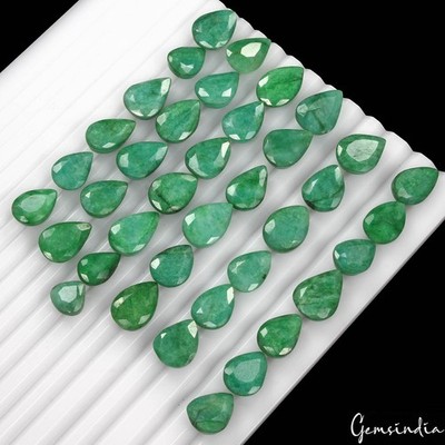 Certified Natural Green Blue Emerald 270 Cts AAA+ Pear Cut Loose Gemstones~38 Pc