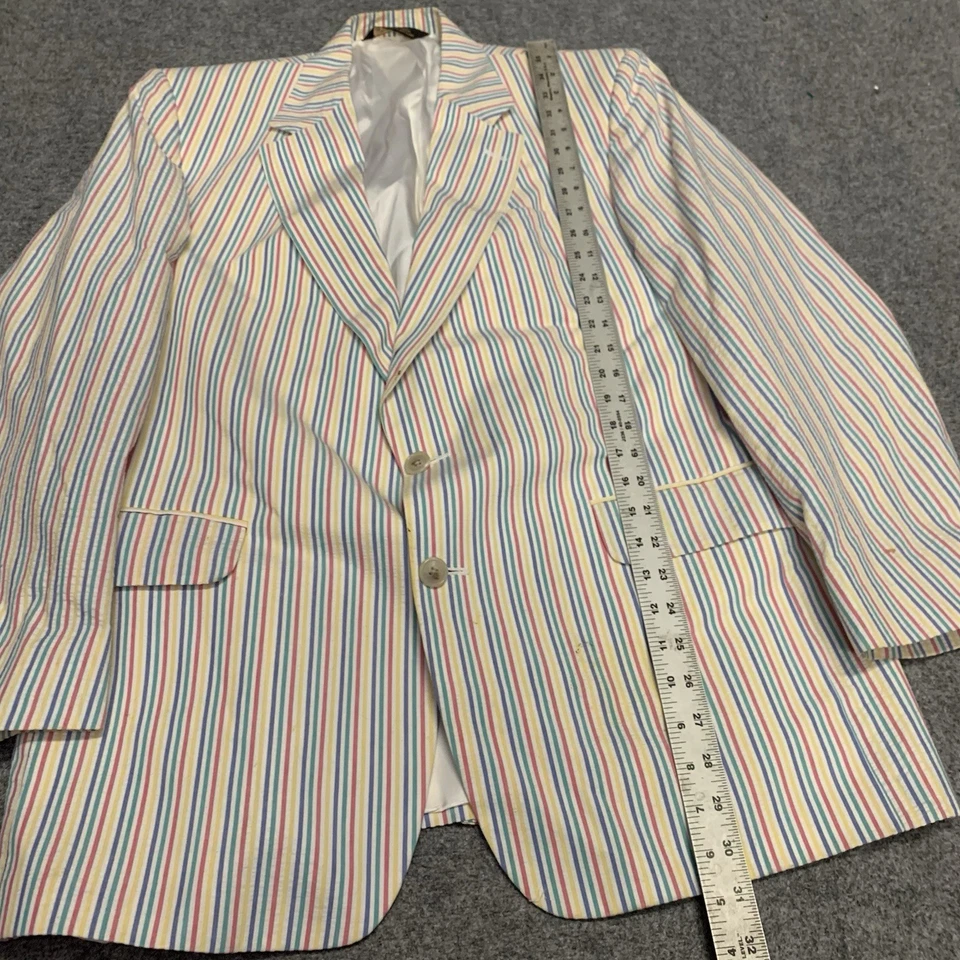 BEN SILVER Mens Blazer SPORT COAT in Multicolor Seersucker - Image 4 of 4