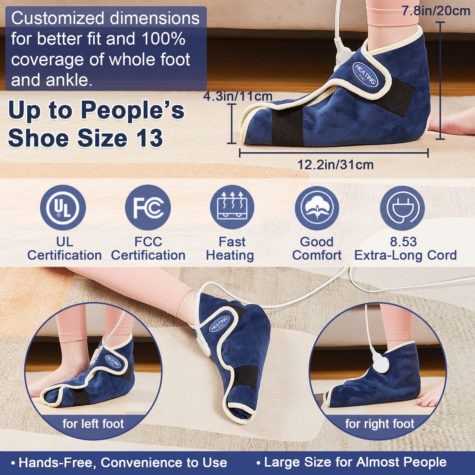 Ankle/Toe/Foot Warmer | Full Coverage Heated Foot Wrap |86-158℉ Continuous Se...