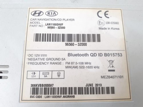 Autorradio original HYUNDAI I 40 PHASE 1 BREAK 965603Z000 - Imagen 2 de 5