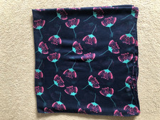 Navy scarf with pink and turquoise floral pattern, 72 in l x 36 in wide