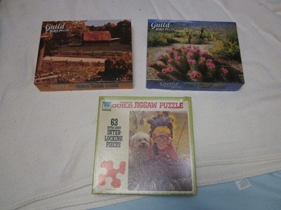 Vintage Guild Puzzle Lot   300 Pc (Sealed) + 300 Pc Complete + Junior 63 Pc