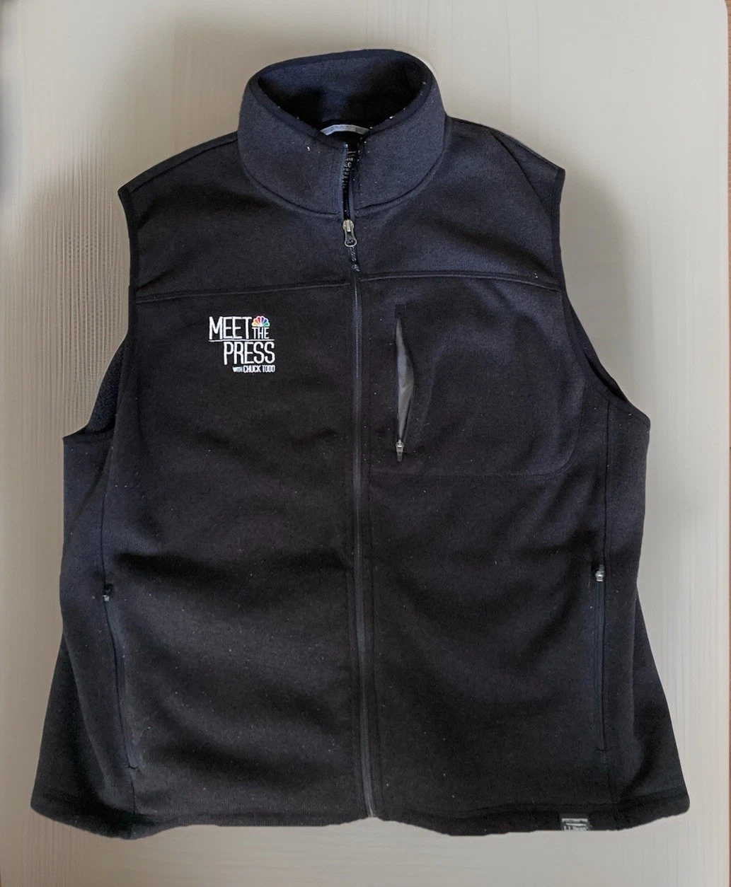 LL Bean Vest Men’s XL Reg Black Slightly Fitted Fleece Full Zip Meet The Press