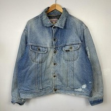 Vintage Lee Storm Rider Denim Jacket, Blanket Lined, Distressed, Size Mens XL