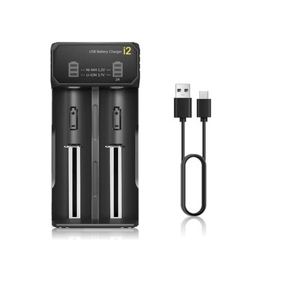 18650 Battery Charger for 3.7V/3.6V Li-ion Batteries 26650 18650 21700 Black