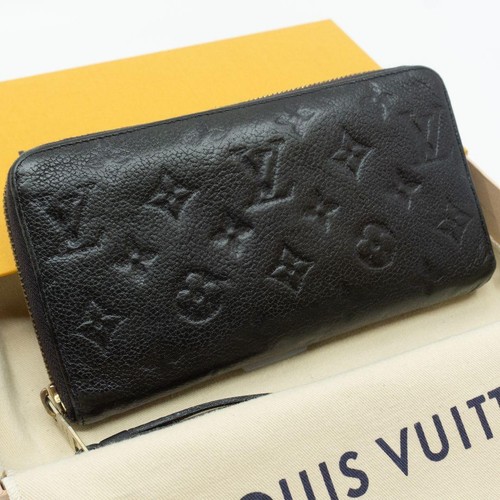Louis Vuitton Monogram Empreinte Zippy Wallet Long Wallet Black