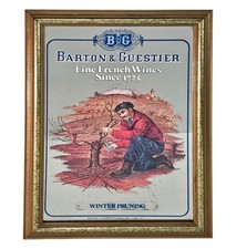 Vintage Barton & Guestier Wine Bar Mirror &ndash; &ldquo;Winter Pruning&rdquo; Framed French Ad