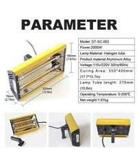 2000W Infrared Paint Curing Lamp for Drying Hot Paint Dryer Heating Lamp Heater