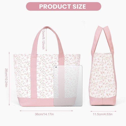 Floral Small Tote Bags for Women Coquette Canvas Tote Handbag Cute Top Handle... - Picture 6 of 6