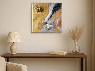 Exklusives Kunstwerk ''Enchanting Trinity''. Resin mit echten Edelsteinen, Unikat