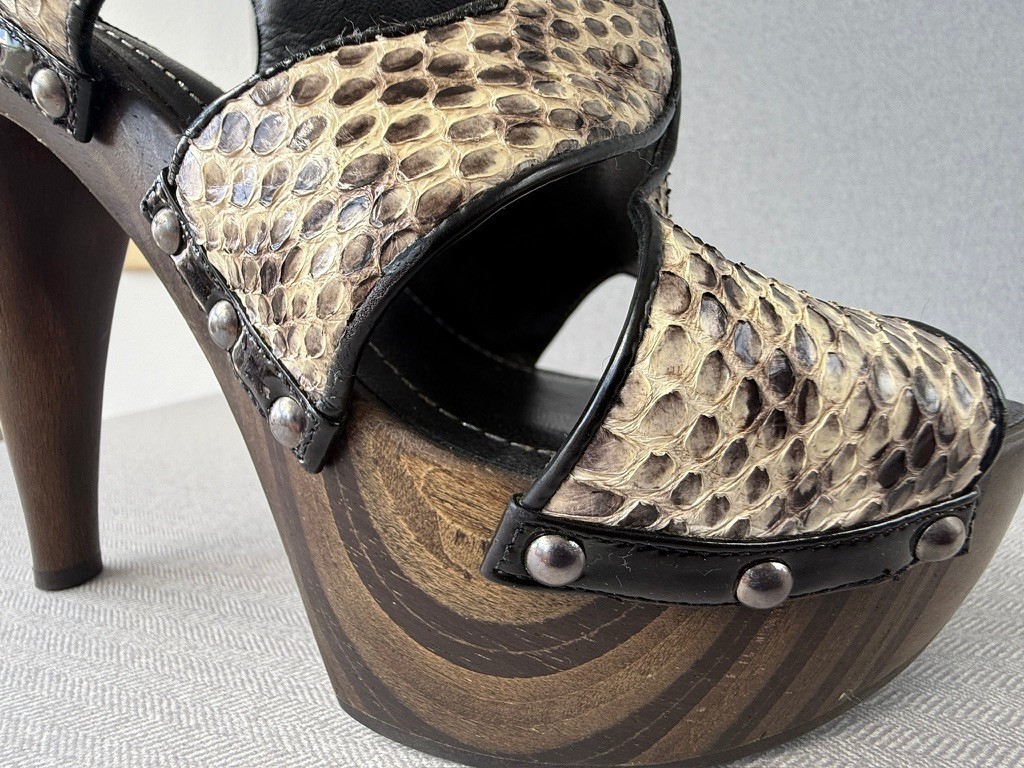 Christian Dior Feline Python Platform Sandals Woo… - image 7