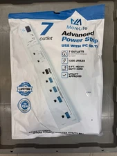 2 Pk Morelite Advanced 7 Outlet Power Strip 6’ Heavy Duty Cord Surge Protection
