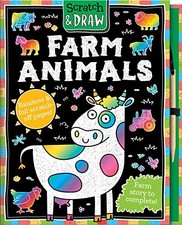 Scratch and Draw Farm Animals - Scratch Art Activity Book by Over, Over, New=#