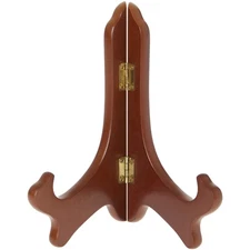 Bard's Hinged Walnut MDF Wood Plate Stand 7" H x 6" W x 4.25" D (7" - 9" Plates)