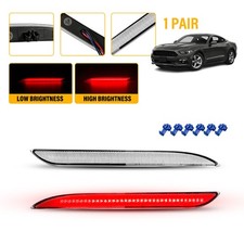 Clear Lens Red Led Rear Bumper Brake Reflector Lights For 2015-2017 Ford Mustang