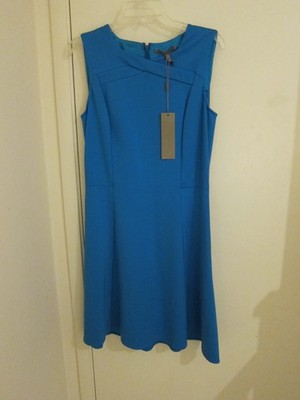 Halston Heritage Lagoon Blue Dress Size 10 NWT Stretch  $345.00