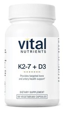 Vital Nutrients Vitamin K2-7  D3 Vitamin D3 K2 K7 Bone Artery Health 60capsules