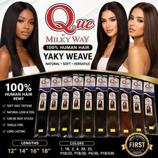 Milky Way Que 100 Human Hair Remy Yaky Weave Straight 12-18 Color Choice