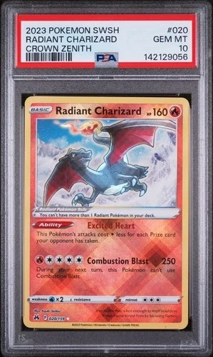 PSA 10 Radiant Charizard 020/159 Sword Shield Crown Zenith Pokemon