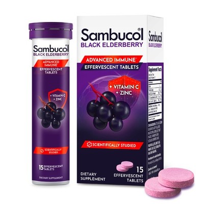 Black Elderberry Effervescent Tablets - Elderberry with Zinc and Vitamin C fo...
