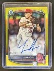 2025 Bowman Draft Liam Doyle Chrome Auto Yellow Refractor 1st #/75 Cardinals