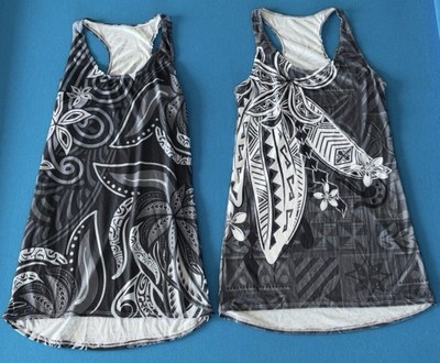 Two-Count Women s Medium Polynesian-Patterned Tank Dress 100% Polyester