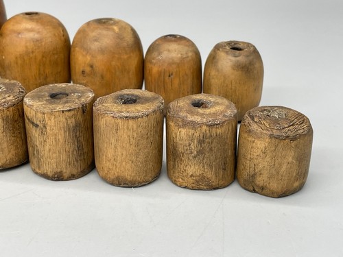 12 Vintage Round Bobbin Pipe Olives Wooden Lead Forming Dressing Tools - Picture 5 of 16