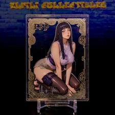 Hinata Hyuga Premium Waifu Metal Silver Trading Card #/200 Naruto LSP Doujin